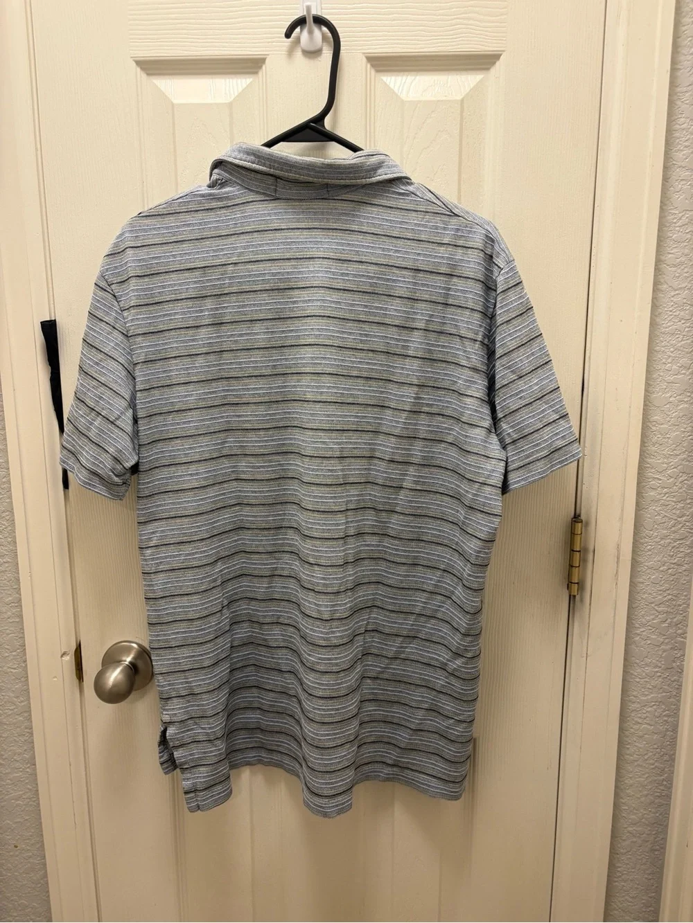 Vintage polo Ralph Lauren Striped Short-Sleeve Polo in Light Blue and Gray